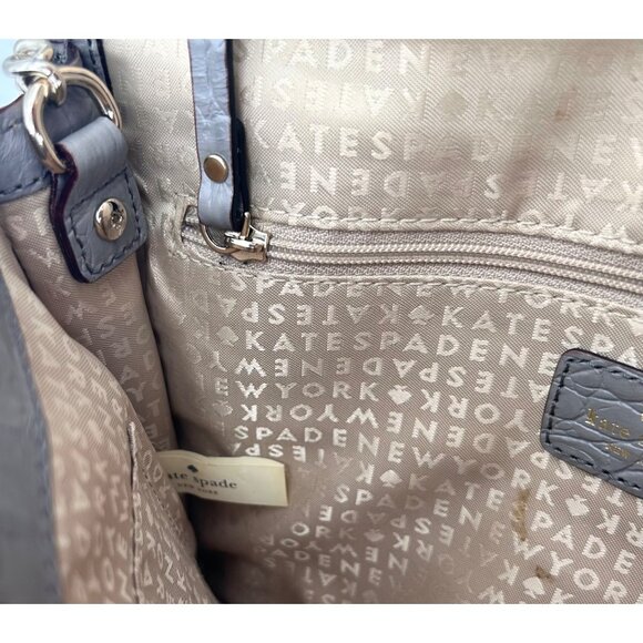 KATE SPADE HARWOOD PLACE FIONA GRAY CROC-EMBOSSED LEATHER CROSSBODY BAG PURSE - Picture 8 of 14